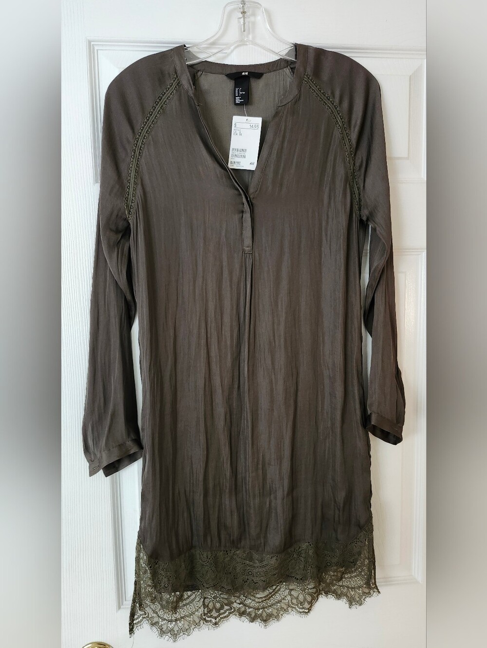 H&M Olive Lace-Hem Dress